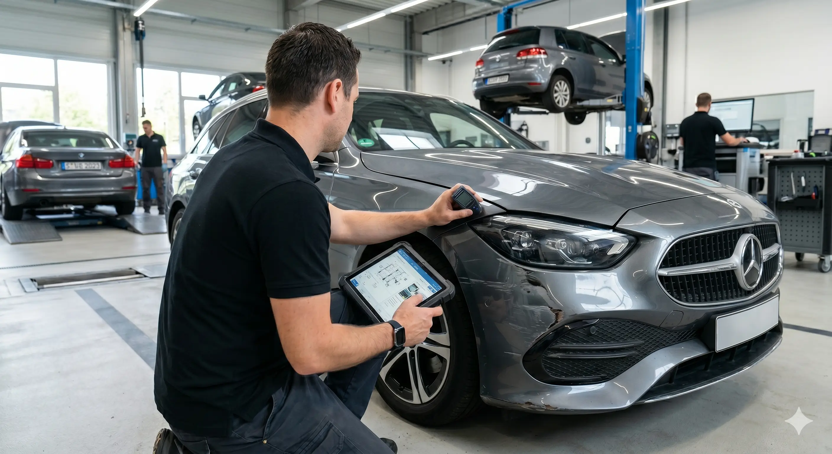 Kfz-Sachverständiger bei der Fahrzeugbegutachtung — Pforzheim